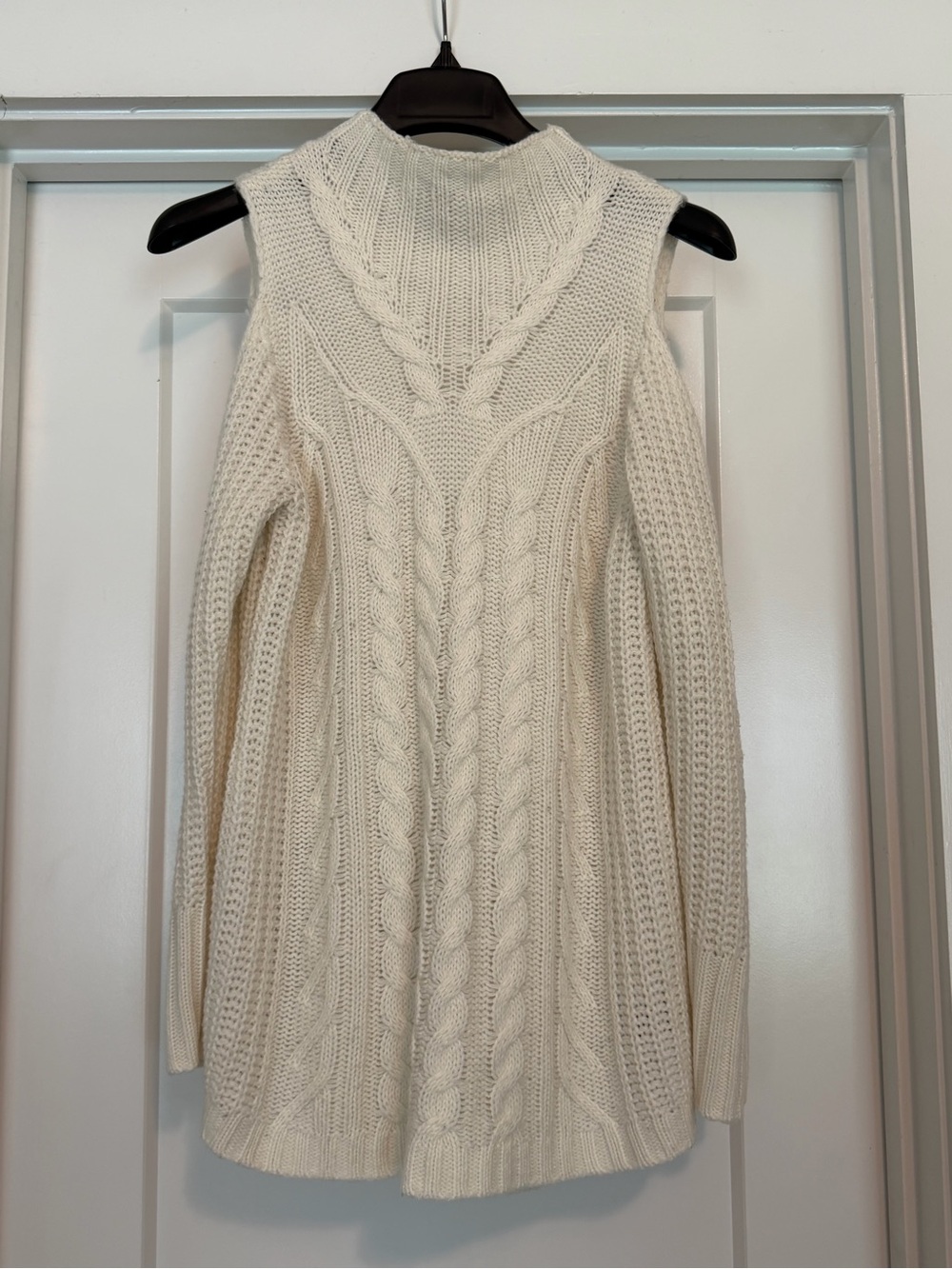 Nicole Cream Cable Knit Cold-Shoulder Sweater